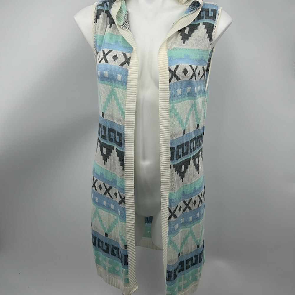 Say What medium native inspired print open cardigan hoodie - Picture 2 of 7